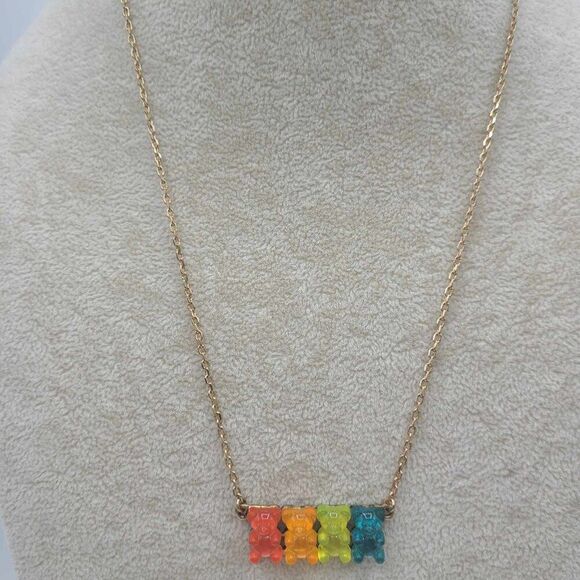 Betsey Johnson delicate Gold Tone Gummy Bear Necklace - Picture 7 of 8